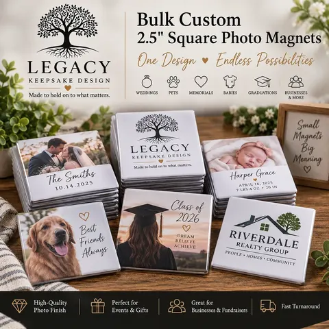 Bulk Custom Photo Magnets 2.5" Square